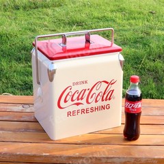코카콜라 굿즈 아이스 박스 버킷 캠핑 휴대용 차량 냉장고, 레드 13L