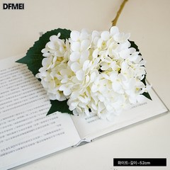 DFMEI 모조 수국 유럽식 모조 꽃 11포크 플라워 수국 결혼식 장식 조화, 흰색