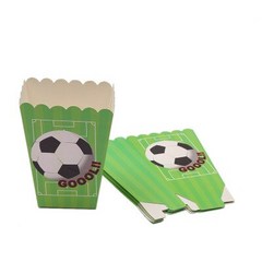 축구 축구 테마 생일 파티 장식 세트 컵 접시 배너 모자 밀짚 전리품 가방 식탁보 블로우 아웃 파티 용품, Popcorn box