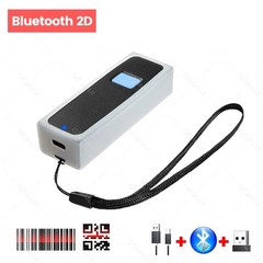 바코드리더기 택배스캐너 KMZONE-미니 포켓 바코드 스캐너 USB 유선 블루투스 2.4G 무선 1D 2D QR PDF417, 02 2D Scanner