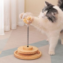 알디펫 고양이 원목 우드냥 펀치 스윙 간식놀이 트랙볼 장난감 기본형, 2단형, 1개