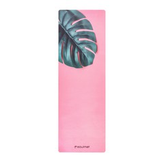 소울매트 트래블 요가매트 스웨이드 홈트 여행용 1mm, 핑크몬스테라, 1개