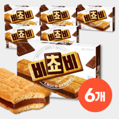 오리온 비쵸비 통초콜릿 초코 샌드위치 비스켓 5개입 ORION BICHOBI, 125g, 6개