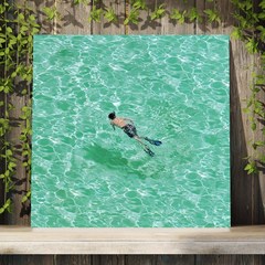 홈카페 청량한 수영장 바다 물멍 여름 그림 액자, 17퓨어다이브(정사각)
