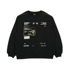 [블루테일]AXG3TS06BK 남여공용 주니어 블랙 맨투맨 티셔츠 초등 가을 고학년 선물딜