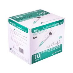 정림 일회용주사기 10cc 멸균 개별포장 100개, 18G 1 1/2inch