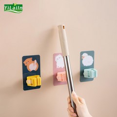 YiLaiIn (2건)가정용 동물 디자인 설치식 걸레 거치대 끈적끈적한 걸레와 빗자루 거치대 벽걸이형, 양, 1개