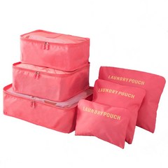 방수 휴대용 여행 가방 이불 담요 보관 가방 큐브 가방 파우치 포장 6 개, watermelon red, 하나, 6개