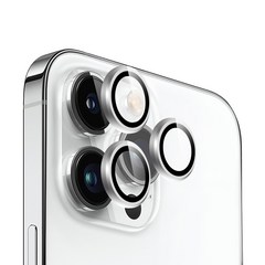 와이케이스 아이폰 빛번짐 방지 카메라 메탈링 렌즈 강화유리 보호필름, 실버, 2개