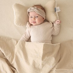 헬로우샤인 신생아 이불 아기 블랭킷 목베개 세트 (3color), 나비베개 야자수(스카이블루), 블랭킷 데이지(베이지)
