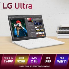 [가방/마우스 증정] LG 울트라PC 15UD50Q 2023년형 신모델 대체출고 13세대 인텔 i5 윈도우11, GX56K, WIN11 Pro, 32GB, 2TB, 코어i5, 화이트