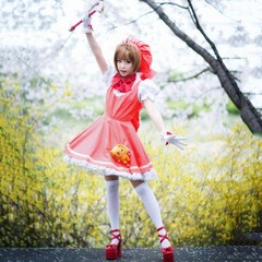 카드캡터 체리 카드캡터체리요술봉 [Pro Man Garden] Cardcaptor Sakura Variety Small 나무 사쿠라 코스 슈트 코스프레 의상 여성 마술 지팡이, 스커트만 사세요, 에스