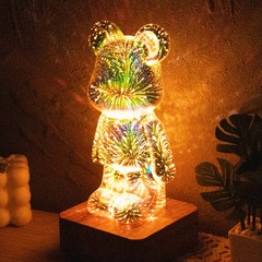 아트조이 3D 불꽃놀이 LED 무드등 (잘자라곰) 곰돌이 테디베어 8컬러 RGB 조명, 잘자라곰 무드등