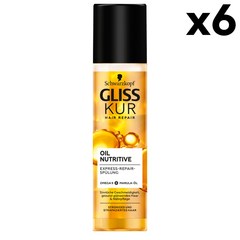 슈바르츠코프 글리스커 오일 뉴트리티브 리브인 컨디셔너 200ml 6팩 Schwarzkopf Oil Nutritive, 1개