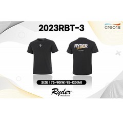 라이더 RYDER 2023RBT-3 블랙 남녀공용 라운드 반팔티셔츠 블랙 배드민턴 탁구 스쿼시