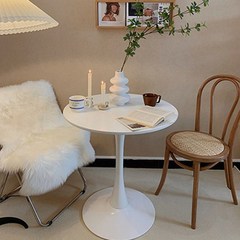 로얄다이아 카페 라운드 테이블 원형 탁자 식탁 타원형 홈카페 티테이블, 600 화이트 - 라운드 테이블