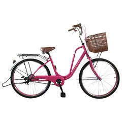 [지멘스 자전거] 여성자전거 쥬디 클래식자전거 시마노허브 알루미늄핸들 스텐나사 24 26인치, 핑크(26인치), 170cm