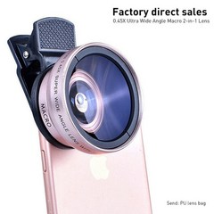 휴대폰렌즈 망원렌즈 카메라 femperna 37mm 0.45x 49uv 슈퍼 와이드 앵글 + 매크로 2-in-1 휴대 전화 for iphone 6s 7 xiaomi 더 많은, 분홍색, 01 pink