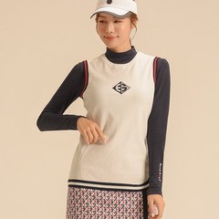 엘르골프 여성 앞판 로고 포인트 조끼 스웨터 6G63101