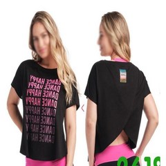 줌바 댄스복 반팔 티셔츠 나시 루즈핏 줌바복 댄스 운동 복장 피트니스 에어로빅 스포츠, 블랙