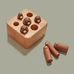 [숲소리] 끼우기퍼즐-두더지 가족찾기 원목 장난감 아기 교구 선물 36개월이상, 단품