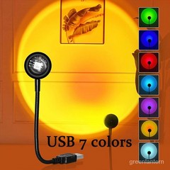 튜닝 차량 일자조명 5V 무드 야간 조명 USB 미니 일몰 프로젝션 램프 라이브 뷰티 배경 벽 장식 사진 방, USB 7 색