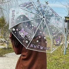 자동 접이식 우산 유리개 투명 우산 여성 학생 고양이 귀여운 긴 손잡이 우산