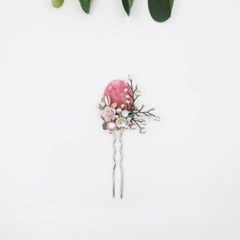 장미꽃 진주잎 한복 뒤꽂이 셀프 웨딩 올림머리 비녀