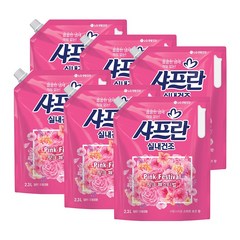 샤프란 실내건조 섬유유연제 핑크 페스티벌 리필, 2.3L, 6개