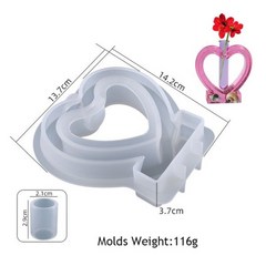 DIY 아치형 직사각형 원형 수경법 꽃병 석고 수지 금형 홈 인테리어 수제 공예 Ornement에 대한 실리콘 몰드, Heart only Mold, 1개