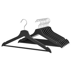 [이케아] 원목 나무 옷걸이 - 부메랑 2세트 (16개) / 내추럴 검정 하양 / Natural Black White / Clothes Hanger - Bumerang, 검정 (Black), 1개