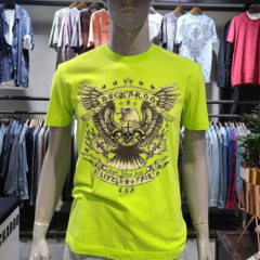 버커루 [BUCKAROO] 특가전 남녀공용 프리미엄 라운드 스컬 이글 윙 프린트 형광 포인트 반팔 티셔츠