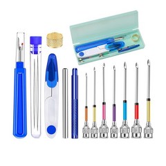 HX5F 14pcs Punch Needle Tool Kit Embroidery Needle Threader Stitching Knitting Sewing, 보여진 바와 같이