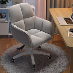예쁜 등받이 회전 화장대 책상 의자 인테리어의자, 라이트 그레이 (흰색 의자 다리), 1개