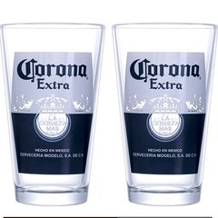 CORONA EXTRA 전용 파인트 유리 맥주잔 470ML, 2개, 블루