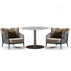 야외 등나무 방수 자외선 차단 안뜰 일광 호텔 더블 소파 커피 테이블 의자 가구, 06 Combination 2
