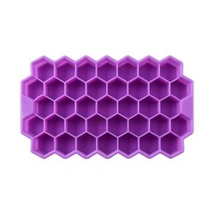 Silicone Honeycomb Movable 37 Ice Tray with removable lid silicone ice cube mold BPA-free, Purple No Lid, 1개