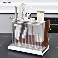 CNTCSM 제조사 물빠짐 일체형 선반 크리에이티브 수저통 도마걸이 주방 실용 다용도 칼걸이, 흰색, 1개