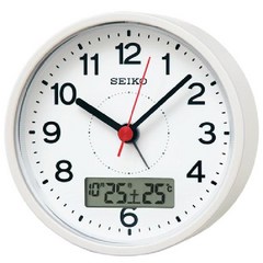 SEIKO 세이코 KR333W [전파식 알람시계 자명종 전자음 캘린더 온도 스누즈 라이트 기능], 단일