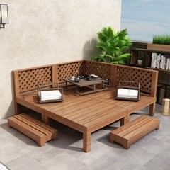 조립식 평상 DIY 마루 야외 정원 테이블 데크 원목, 나무 평상 (다리 있음)