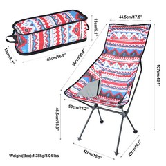 휴대용 경량 백패킹 캠핑 의자 해변 하이킹 낚시 접이식 의자 휴대용 가방 포함, 빨간, 1개