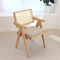 파스텔우드 고급원목 라탄의자 카페 커피숍 디자인의자 인테리어의자, 네추럴+네츄럴라탄, 1개