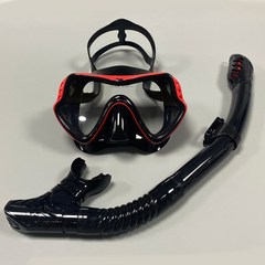 2022 다이빙 안경 성인용 실리콘 페이스 미러 다이빙 미러 호흡 튜브 세트 남성용 여성용 수영 스노클링 마스크, 빨간색