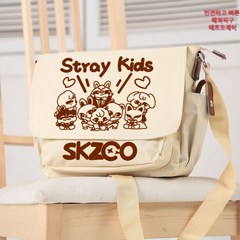 스트레이키즈 Stray SKZOO 응원 굿즈 스키즈 앨범 가방 숄더백 크로스백 학생 캐릭터 아이돌, 29X24X9cm, 베이지 애니멀