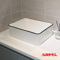 ARFEL 아르펠 도기 사각 블랙테두리 탑볼세면기 H-263B, 블랙263B-c33, 멍폽업+직관트랩, 1개