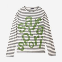 사파리스팟 티켓팅 스트라이프 보더 티 그레이 Safarispot Ticketing Stripe Border Tee Grey