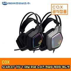 COX 콕스 스칼렛가상 7.1 RGB 노이즈 캔슬링 마이크, 블랙, 스칼렛