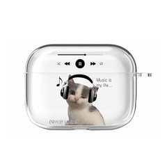(ver.4) 병맛 헤드셋 웃긴 고양이 투명 하드 에어팟 프로 케이스