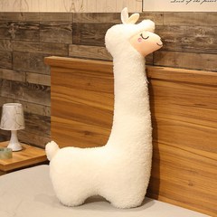 사랑스러운 알파카 봉제 장난감 일본 알파카 부드러운 박제 귀여운 양 라마 동물 인형 수면 베개 가정 침대 장식 선물 130cm, 75cm
