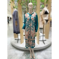 [와코루] 레이온 큰 꽃 스카프 패턴 가운 원피스 이지웨어 여성잠옷 실내복 단품 (WGN323W)